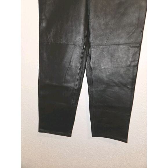 NWT Vintage Lew Magram 5 Pocket Leather Pants Black Lined Straight Leg Size 6 - Picture 3 of 10